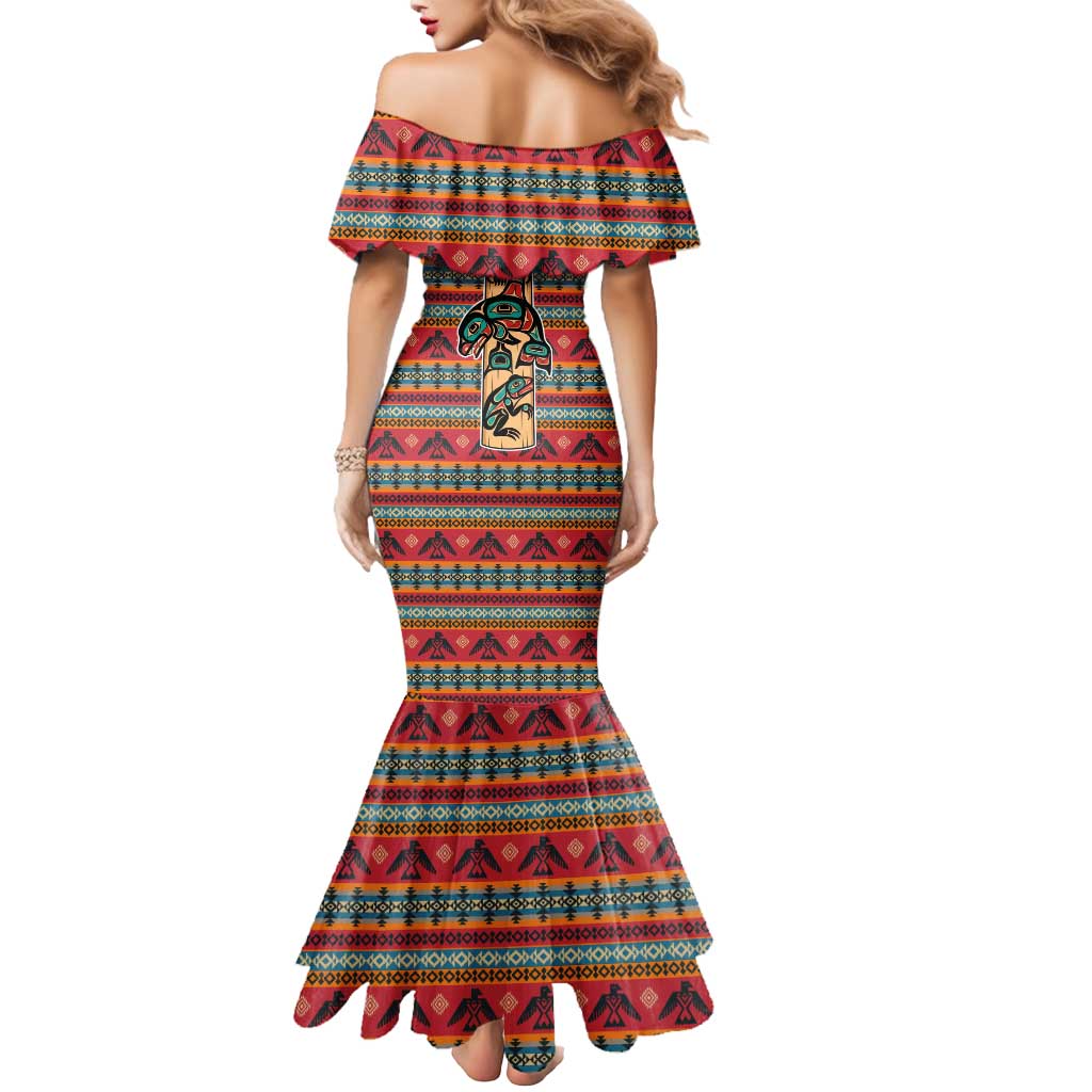 Thunderbird Totem Mermaid Dress Native American Geometric Tribal - Pacific Northwest Indigenous Art - Wonder Print Shop