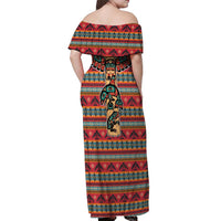 Thunderbird Totem Off Shoulder Maxi Dress Native American Geometric Tribal - Pacific Northwest Indigenous Art - Wonder Print Shop