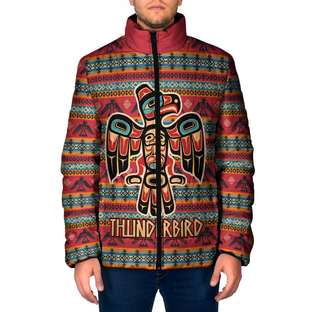 Thunderbird Totem Padded Jacket Native American Geometric Tribal - Pacific Northwest Indigenous Art - Wonder Print Shop