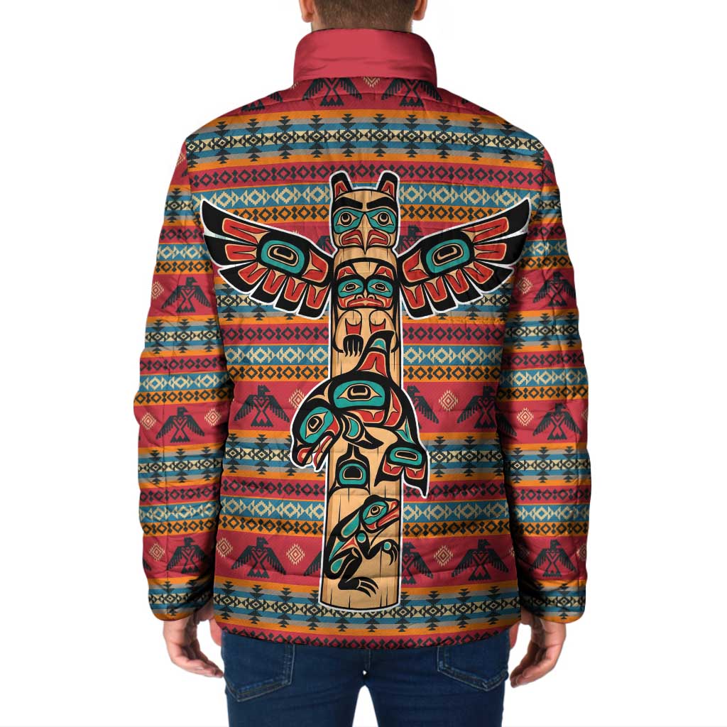 Thunderbird Totem Padded Jacket Native American Geometric Tribal - Pacific Northwest Indigenous Art - Wonder Print Shop