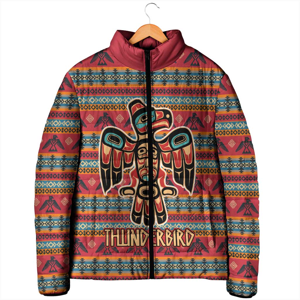 Thunderbird Totem Padded Jacket Native American Geometric Tribal - Pacific Northwest Indigenous Art - Wonder Print Shop