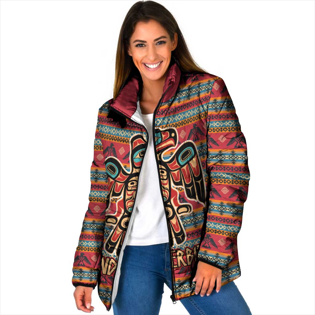 Thunderbird Totem Padded Jacket Native American Geometric Tribal - Pacific Northwest Indigenous Art - Wonder Print Shop
