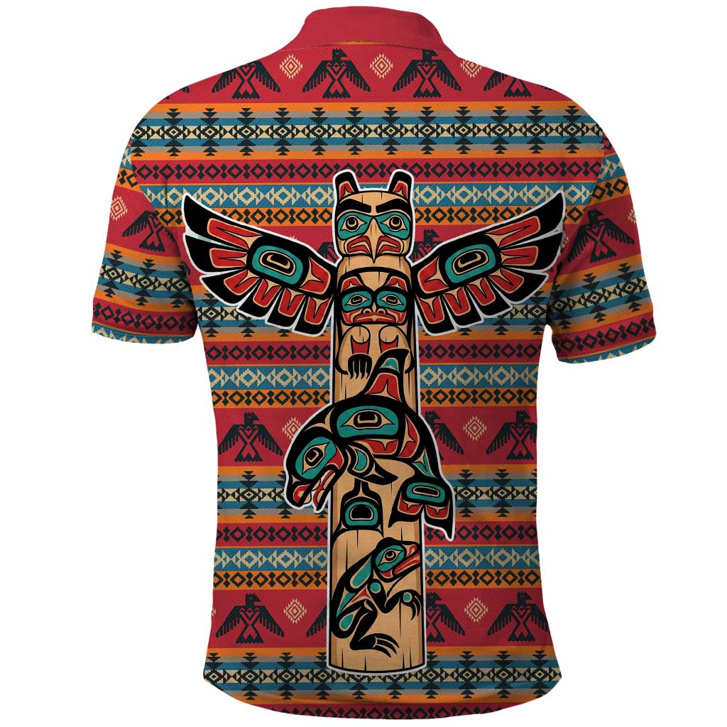 Thunderbird Totem Polo Shirt Native American Geometric Tribal - Pacific Northwest Indigenous Art - Wonder Print Shop