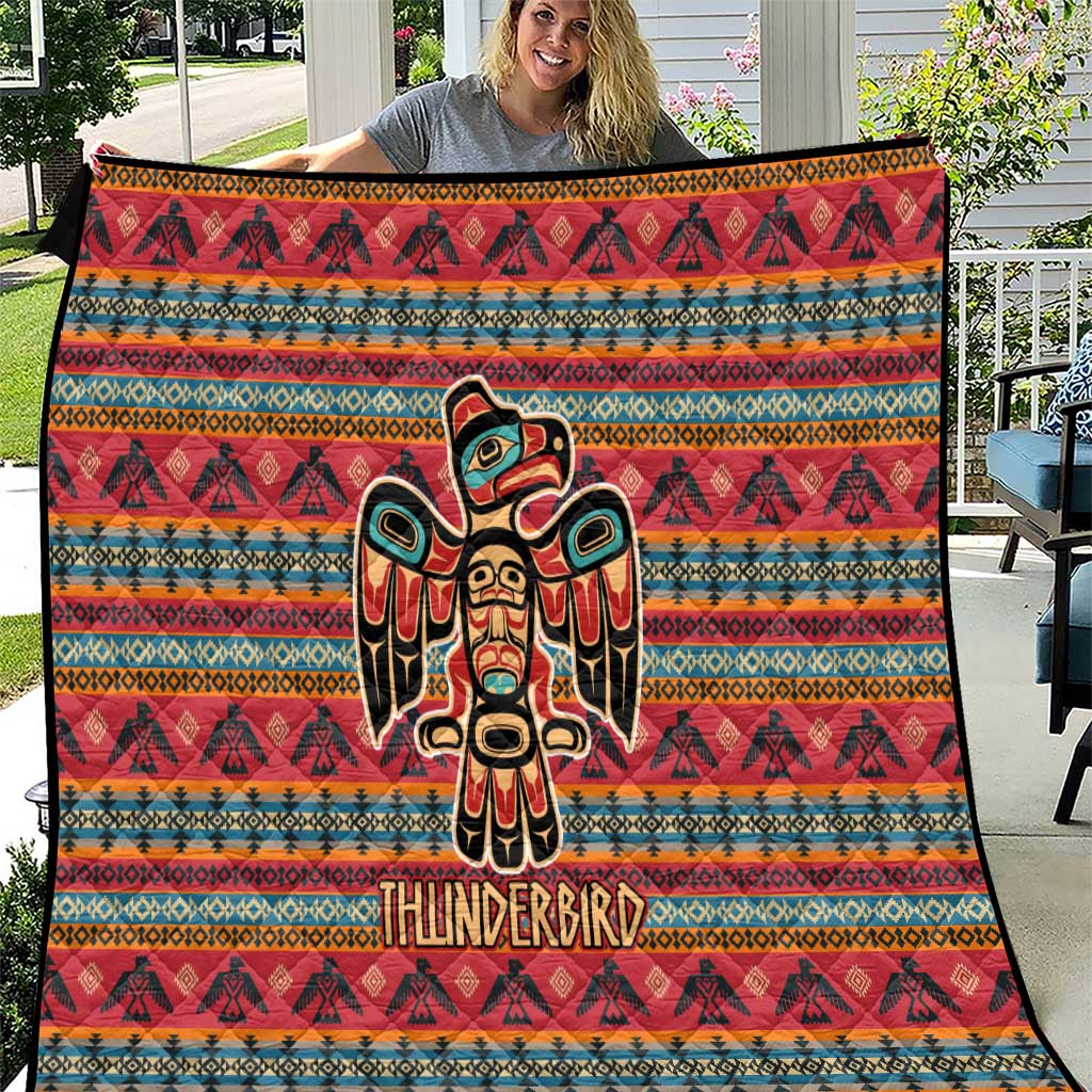 Thunderbird Totem Quilt Native American Geometric Tribal - Pacific Northwest Indigenous Art - Wonder Print Shop