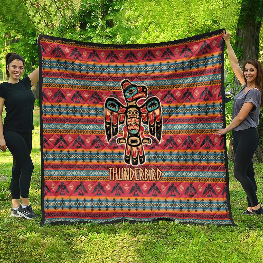 Thunderbird Totem Quilt Native American Geometric Tribal - Pacific Northwest Indigenous Art - Wonder Print Shop