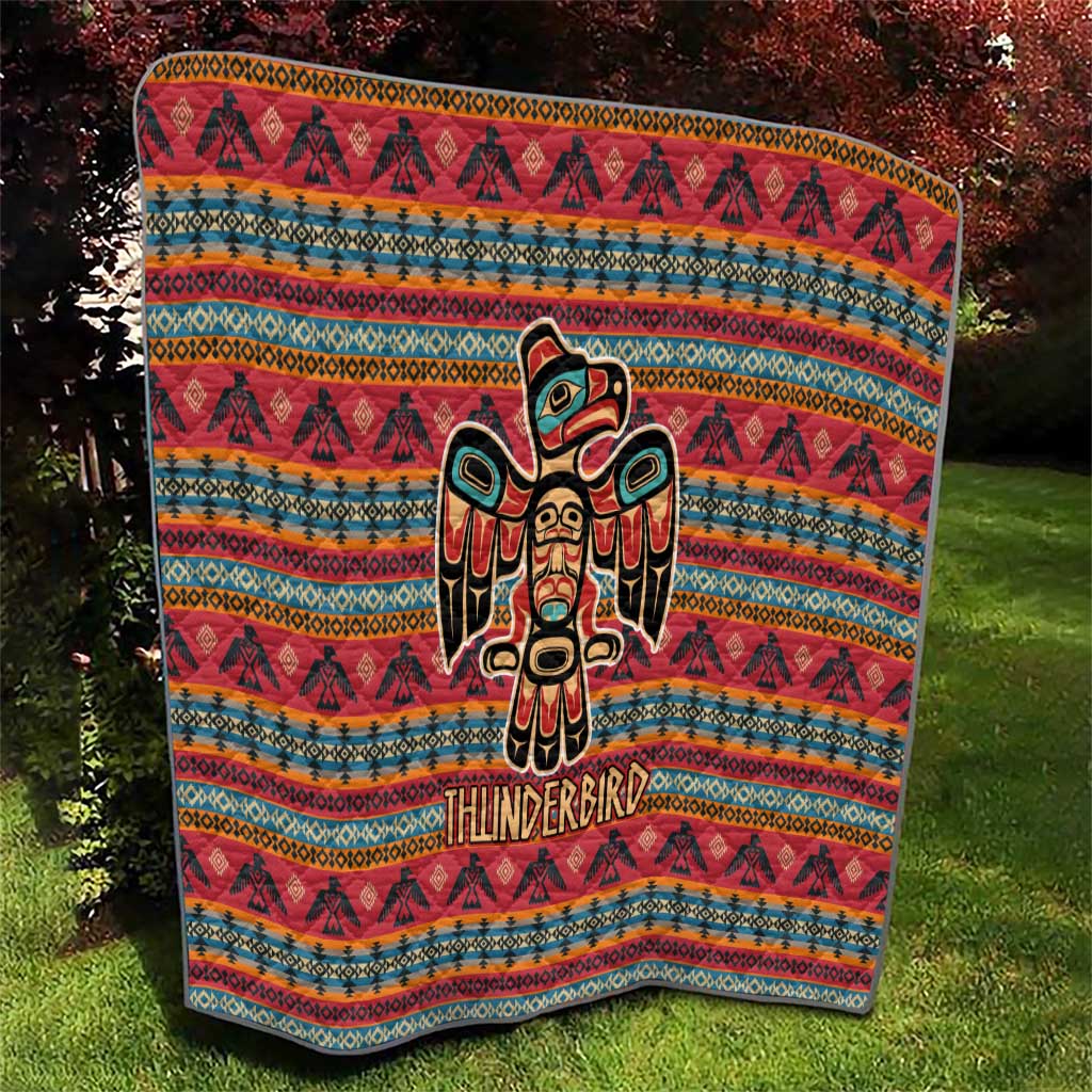 Thunderbird Totem Quilt Native American Geometric Tribal - Pacific Northwest Indigenous Art - Wonder Print Shop