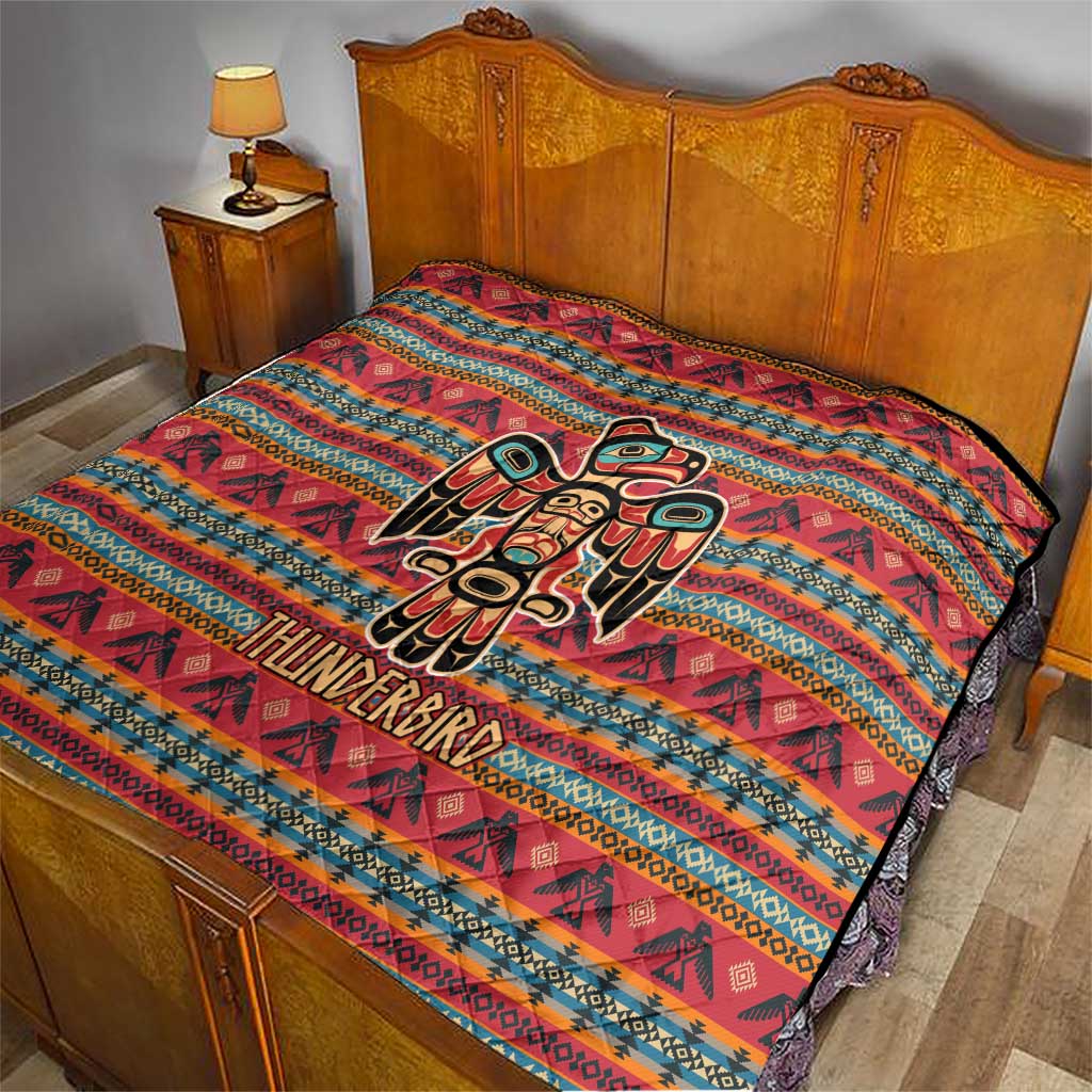 Thunderbird Totem Quilt Native American Geometric Tribal - Pacific Northwest Indigenous Art - Wonder Print Shop