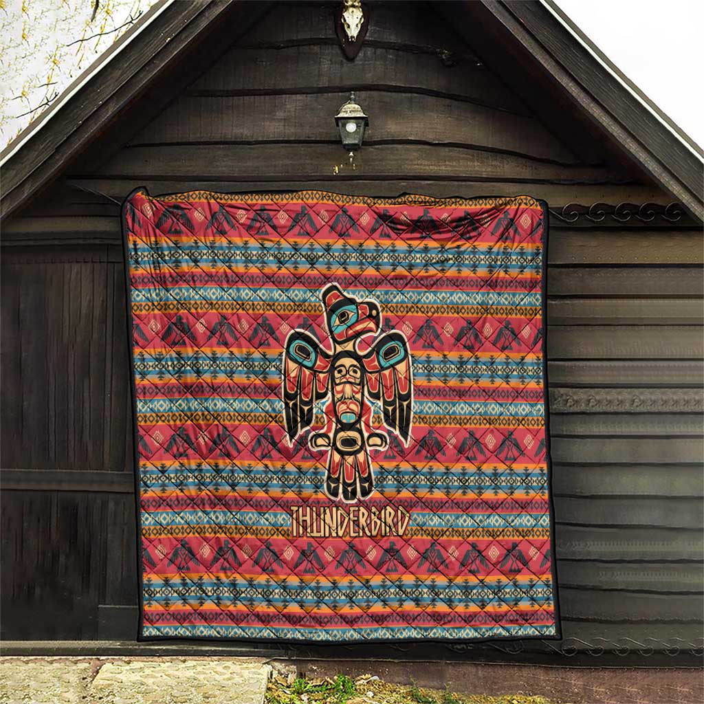 Thunderbird Totem Quilt Native American Geometric Tribal - Pacific Northwest Indigenous Art - Wonder Print Shop