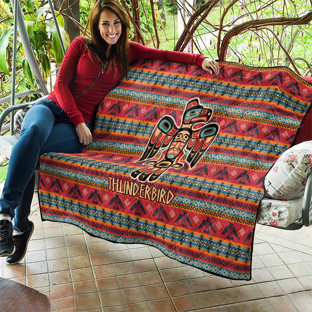 Thunderbird Totem Quilt Native American Geometric Tribal - Pacific Northwest Indigenous Art - Wonder Print Shop