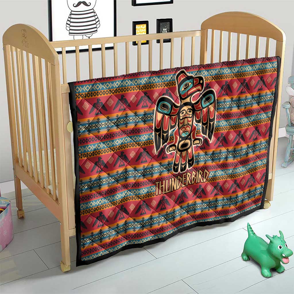 Thunderbird Totem Quilt Native American Geometric Tribal - Pacific Northwest Indigenous Art - Wonder Print Shop