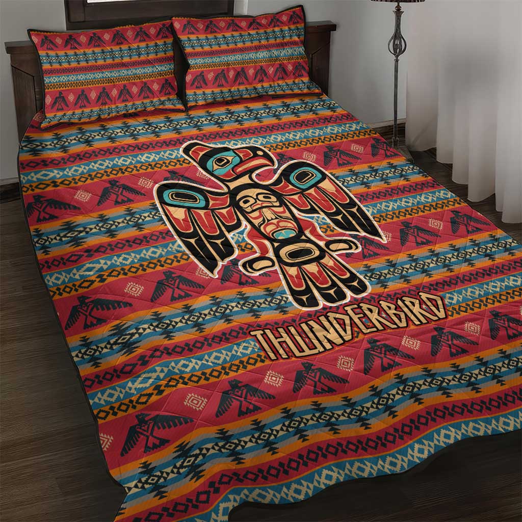 Thunderbird Totem Quilt Bed Set Native American Geometric Tribal - Pacific Northwest Indigenous Art - Wonder Print Shop