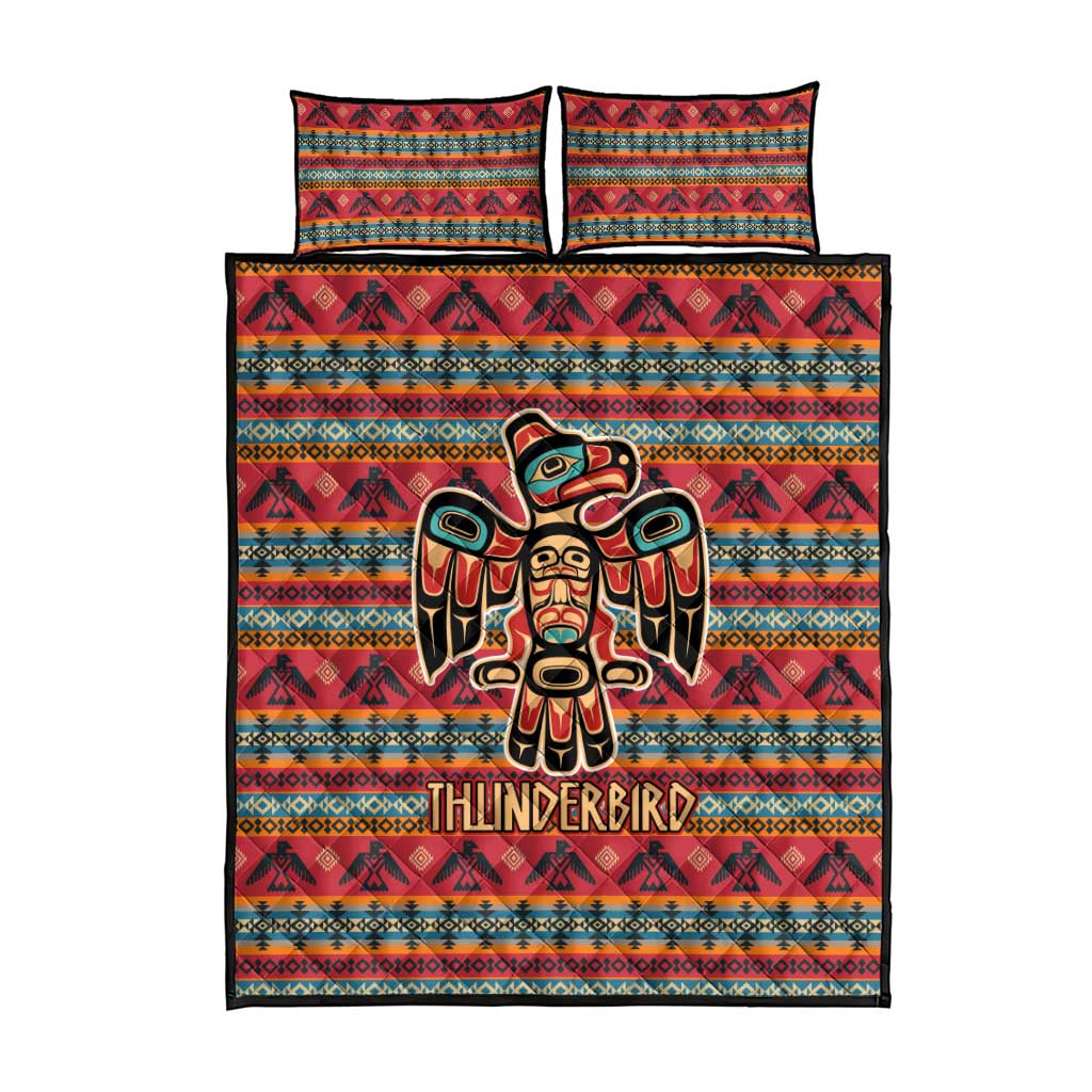 Thunderbird Totem Quilt Bed Set Native American Geometric Tribal - Pacific Northwest Indigenous Art - Wonder Print Shop