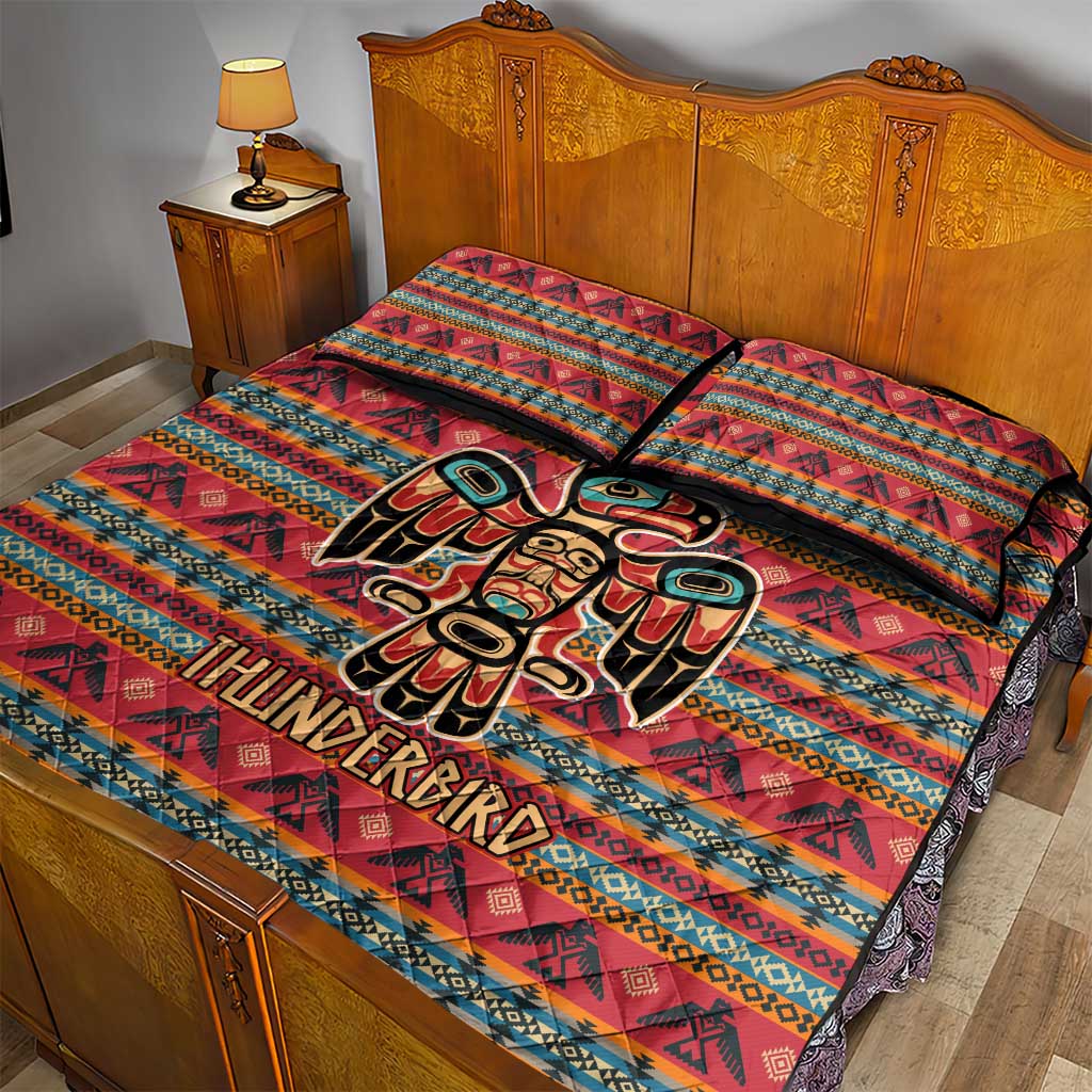 Thunderbird Totem Quilt Bed Set Native American Geometric Tribal - Pacific Northwest Indigenous Art - Wonder Print Shop