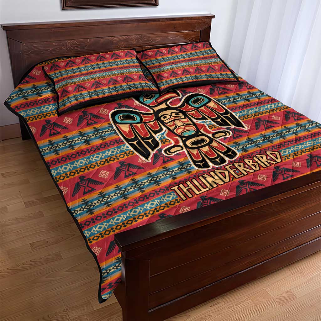 Thunderbird Totem Quilt Bed Set Native American Geometric Tribal - Pacific Northwest Indigenous Art - Wonder Print Shop