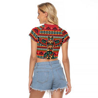 Thunderbird Totem Raglan Cropped T Shirt Native American Geometric Tribal - Pacific Northwest Indigenous Art - Wonder Print Shop