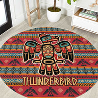 Thunderbird Totem Round Carpet Native American Geometric Tribal - Pacific Northwest Indigenous Art - Wonder Print Shop
