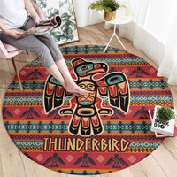 Thunderbird Totem Round Carpet Native American Geometric Tribal - Pacific Northwest Indigenous Art - Wonder Print Shop