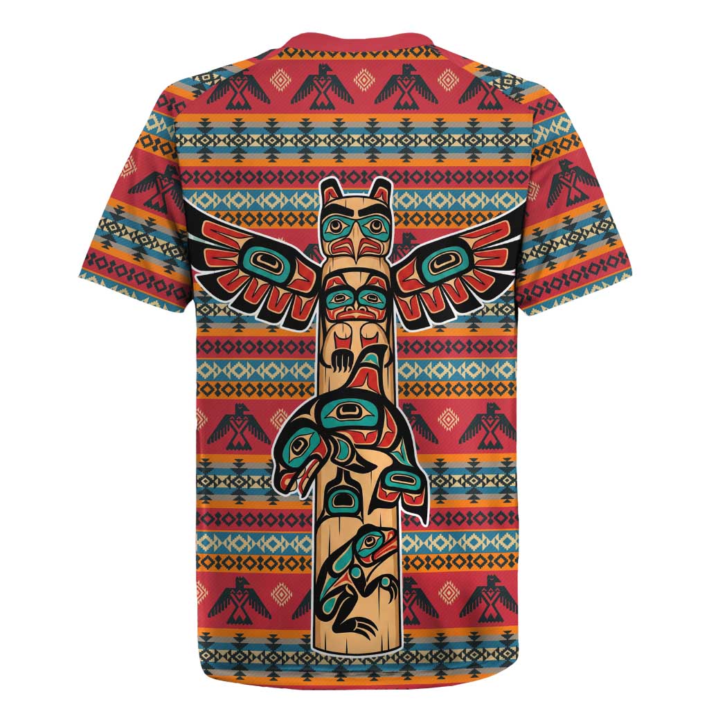 Thunderbird Totem Rugby Jersey Native American Geometric Tribal - Pacific Northwest Indigenous Art - Wonder Print Shop
