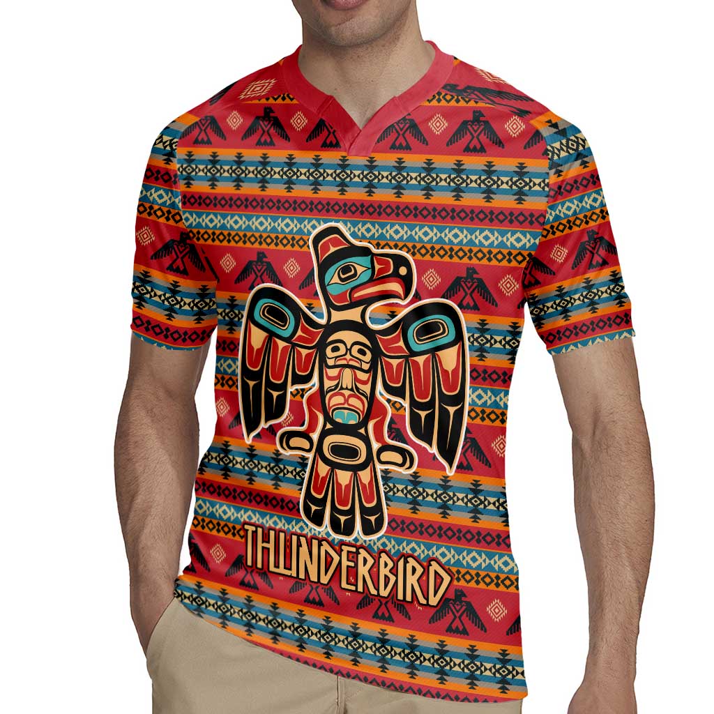 Thunderbird Totem Rugby Jersey Native American Geometric Tribal - Pacific Northwest Indigenous Art - Wonder Print Shop
