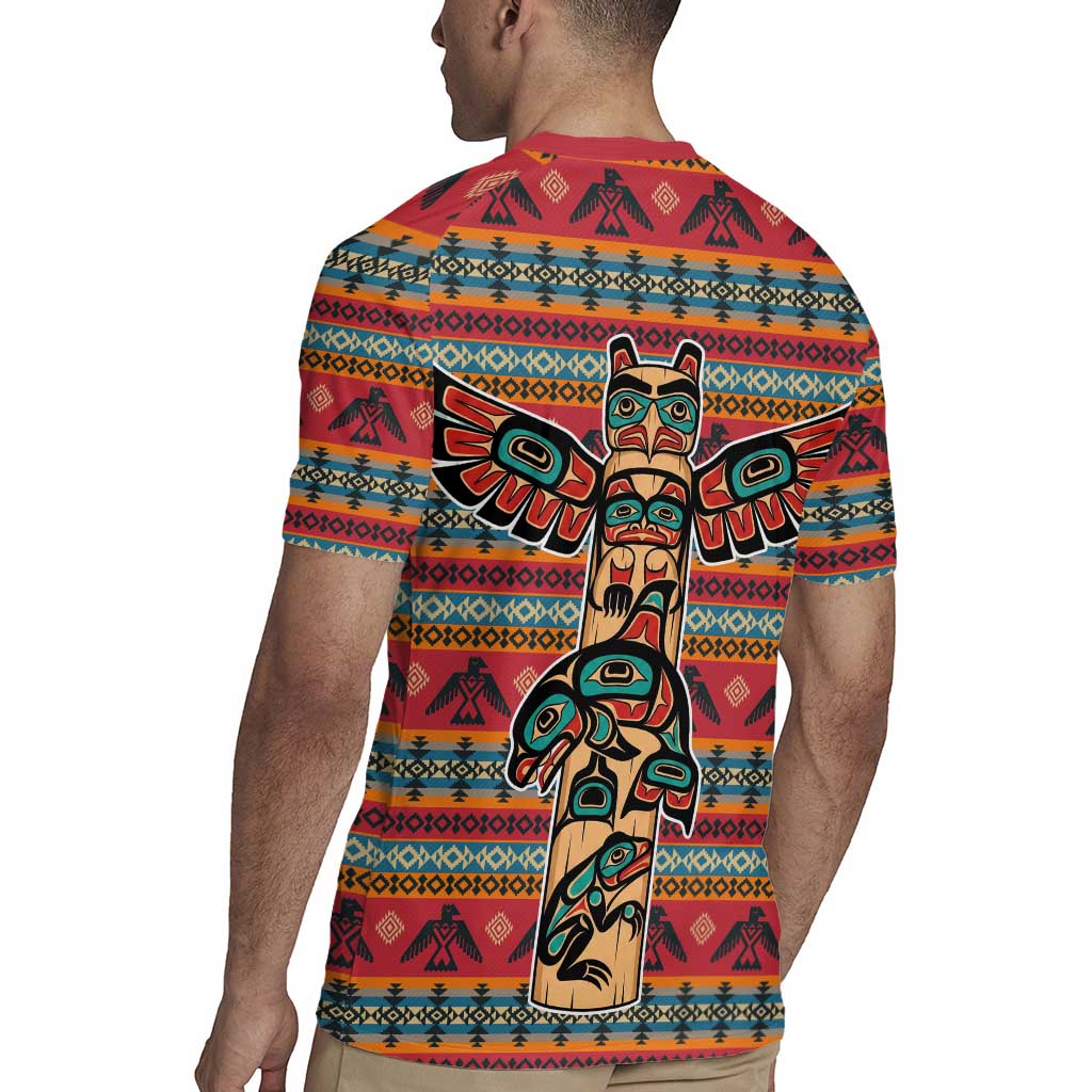 Thunderbird Totem Rugby Jersey Native American Geometric Tribal - Pacific Northwest Indigenous Art - Wonder Print Shop