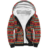 Thunderbird Totem Sherpa Hoodie Native American Geometric Tribal - Pacific Northwest Indigenous Art - Wonder Print Shop
