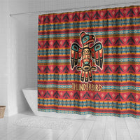 Thunderbird Totem Shower Curtain Native American Geometric Tribal - Pacific Northwest Indigenous Art - Wonder Print Shop
