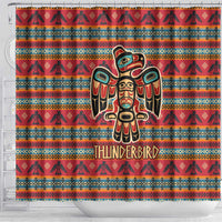 Thunderbird Totem Shower Curtain Native American Geometric Tribal - Pacific Northwest Indigenous Art - Wonder Print Shop