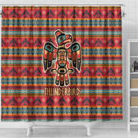 Thunderbird Totem Shower Curtain Native American Geometric Tribal - Pacific Northwest Indigenous Art - Wonder Print Shop