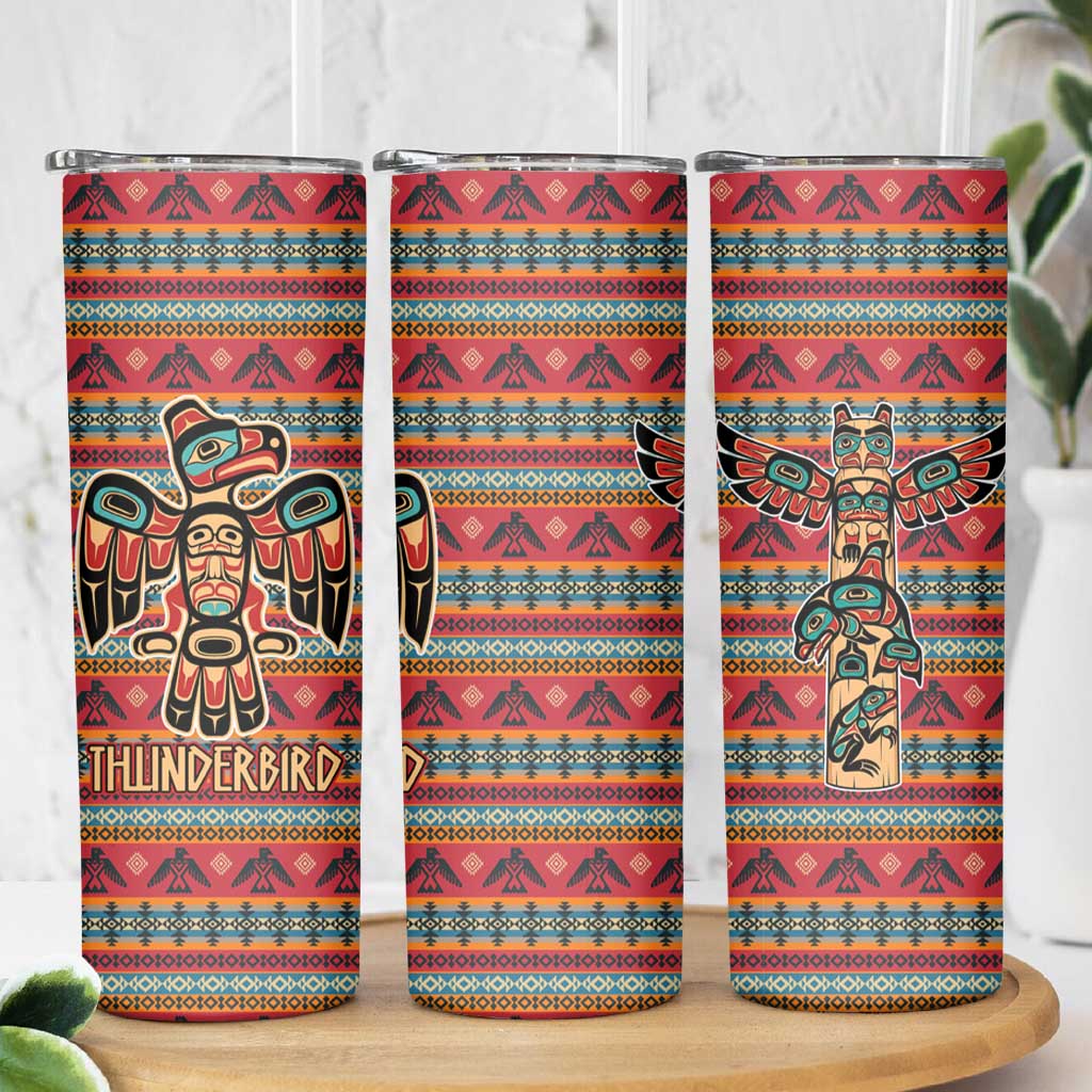 Thunderbird Totem Skinny Tumbler Native American Geometric Tribal - Pacific Northwest Indigenous Art - Wonder Print Shop