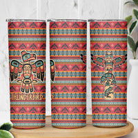 Thunderbird Totem Skinny Tumbler Native American Geometric Tribal - Pacific Northwest Indigenous Art - Wonder Print Shop