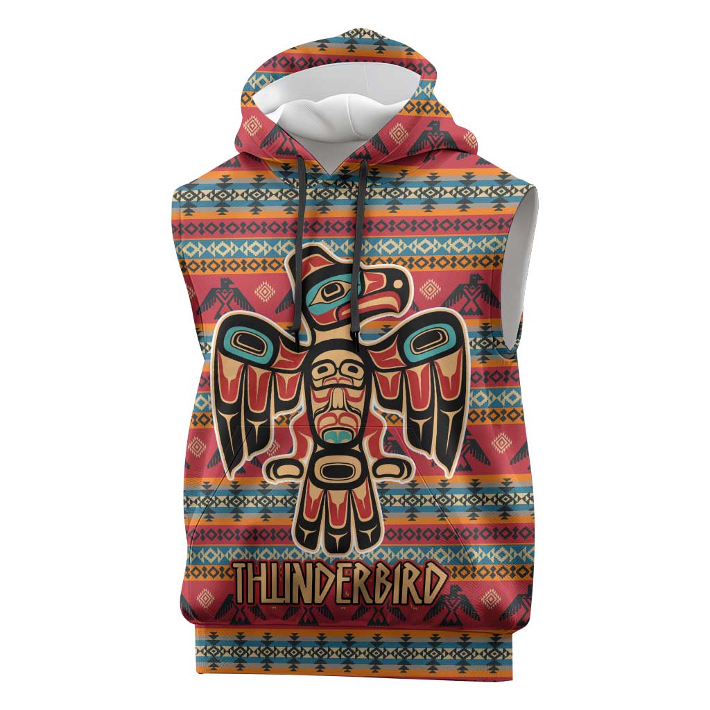 Thunderbird Totem Sleeveless Hoodie Native American Geometric Tribal - Pacific Northwest Indigenous Art - Wonder Print Shop