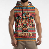 Thunderbird Totem Sleeveless Hoodie Native American Geometric Tribal - Pacific Northwest Indigenous Art - Wonder Print Shop