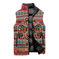 Thunderbird Totem Sleeveless Puffer Jacket Native American Geometric Tribal - Pacific Northwest Indigenous Art - Wonder Print Shop
