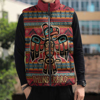 Thunderbird Totem Sleeveless Puffer Jacket Native American Geometric Tribal - Pacific Northwest Indigenous Art - Wonder Print Shop