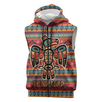 Thunderbird Totem Sleeveless Zip Hoodie Native American Geometric Tribal - Pacific Northwest Indigenous Art - Wonder Print Shop