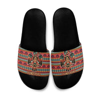 Thunderbird Totem Slide Sandals Native American Geometric Tribal - Pacific Northwest Indigenous Art - Wonder Print Shop