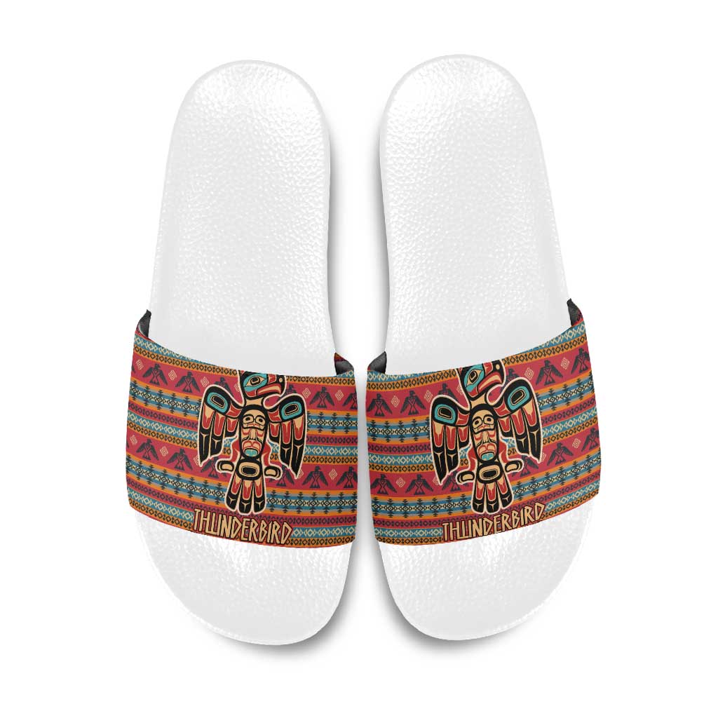 Thunderbird Totem Slide Sandals Native American Geometric Tribal - Pacific Northwest Indigenous Art - Wonder Print Shop