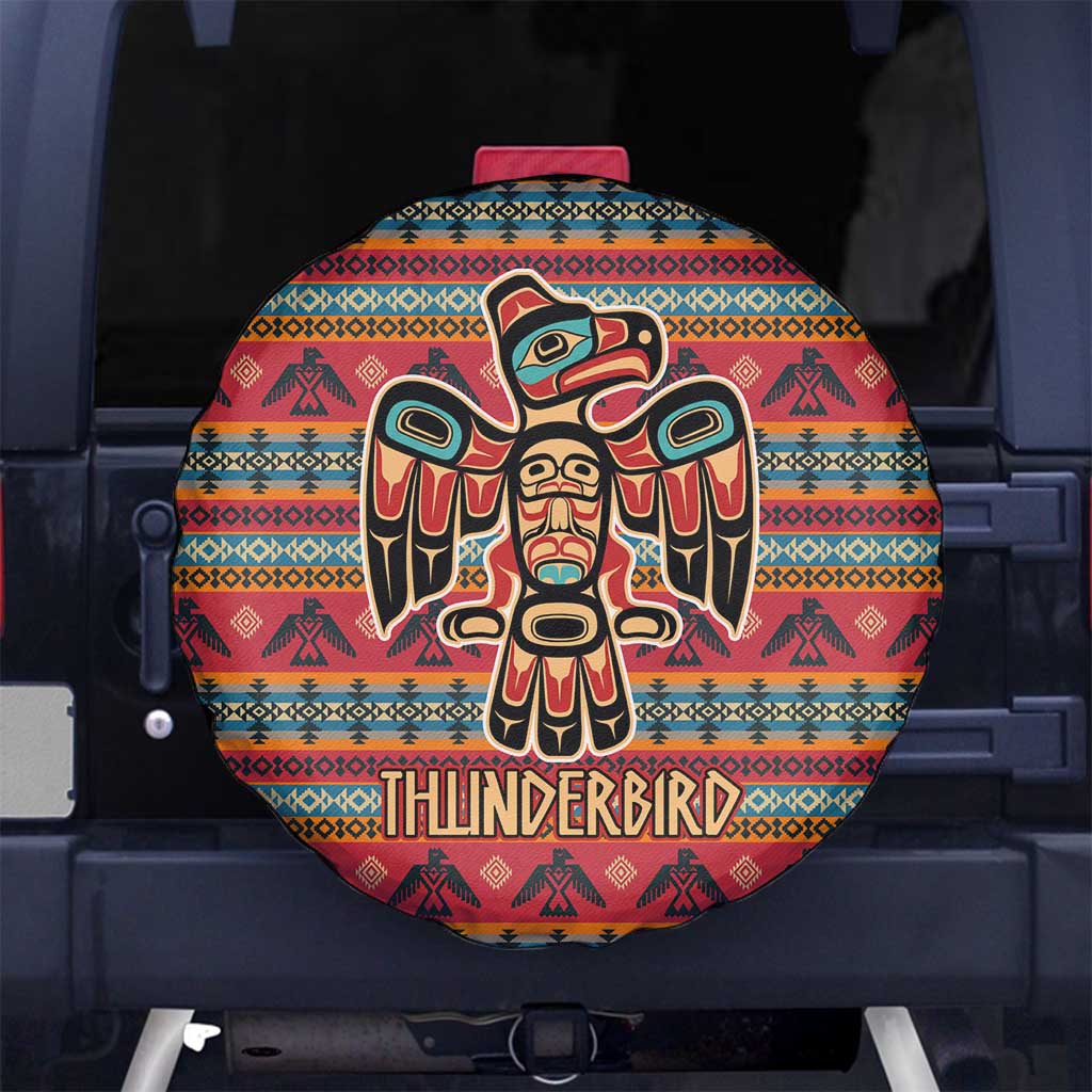 Thunderbird Totem Spare Tire Cover Native American Geometric Tribal - Pacific Northwest Indigenous Art - Wonder Print Shop