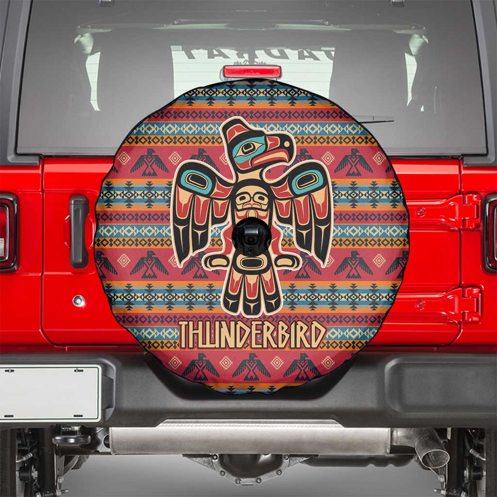 Thunderbird Totem Spare Tire Cover Native American Geometric Tribal - Pacific Northwest Indigenous Art - Wonder Print Shop