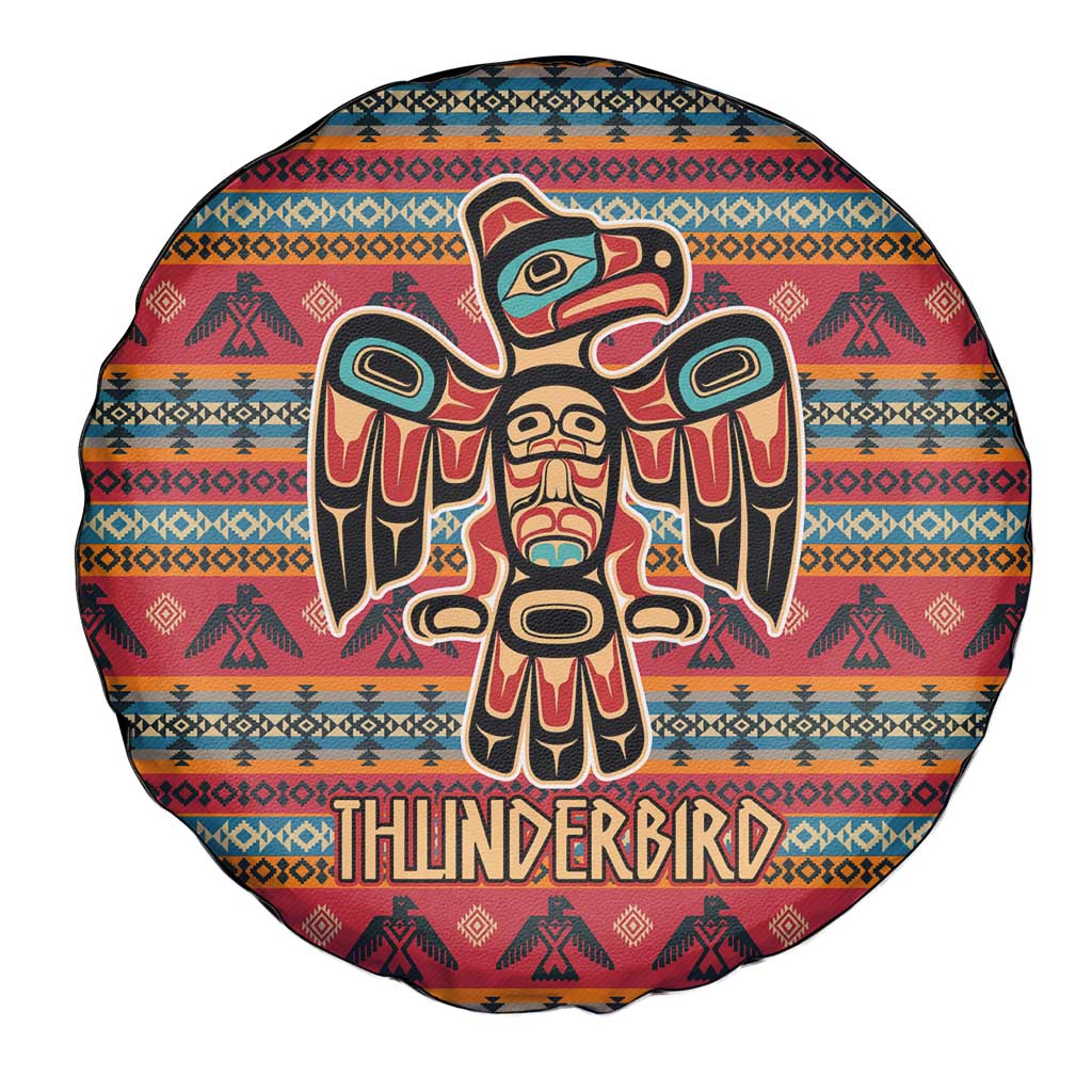 Thunderbird Totem Spare Tire Cover Native American Geometric Tribal - Pacific Northwest Indigenous Art - Wonder Print Shop