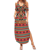 Thunderbird Totem Summer Maxi Dress Native American Geometric Tribal - Pacific Northwest Indigenous Art - Wonder Print Shop