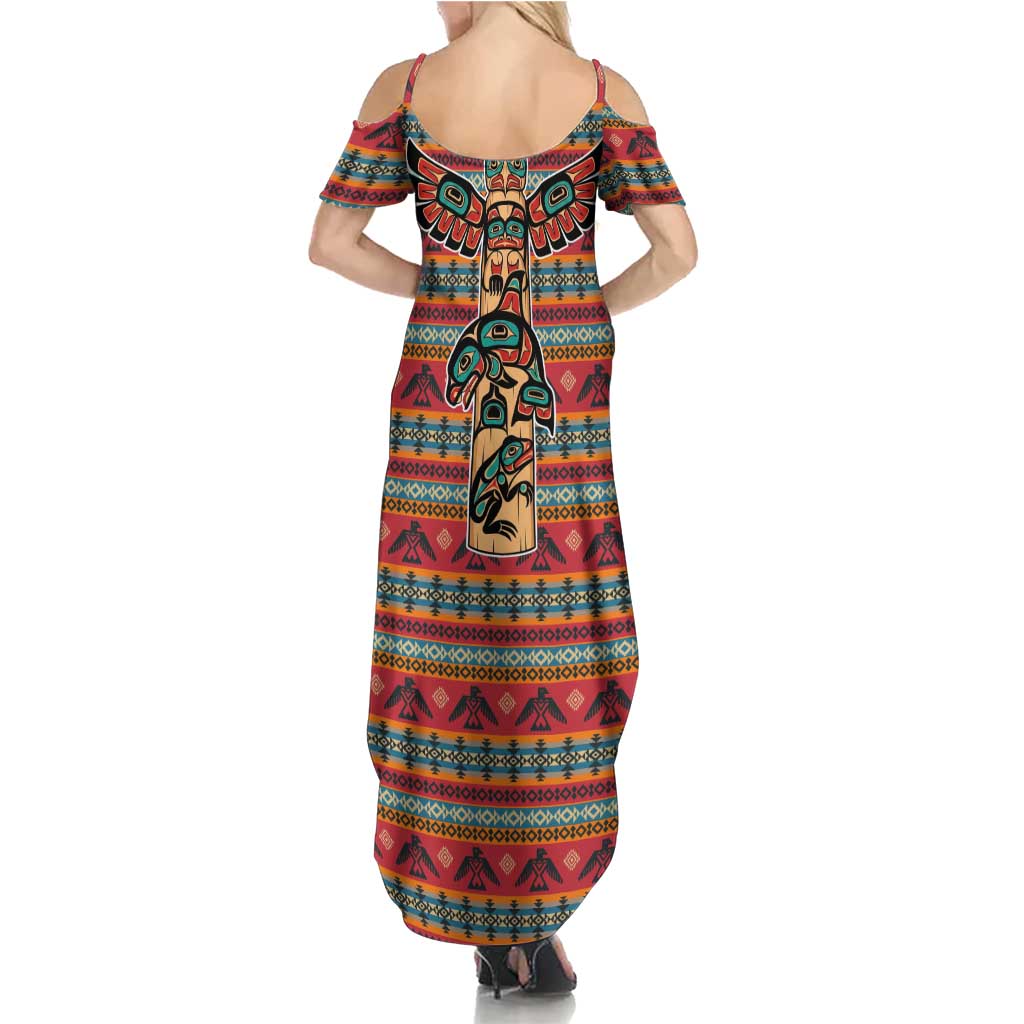 Thunderbird Totem Summer Maxi Dress Native American Geometric Tribal - Pacific Northwest Indigenous Art - Wonder Print Shop
