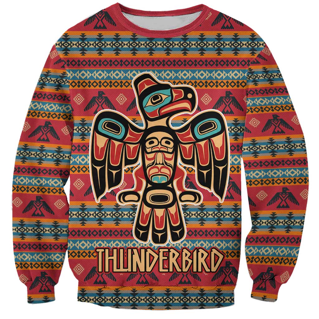 Thunderbird Totem Sweatshirt Native American Geometric Tribal - Pacific Northwest Indigenous Art - Wonder Print Shop