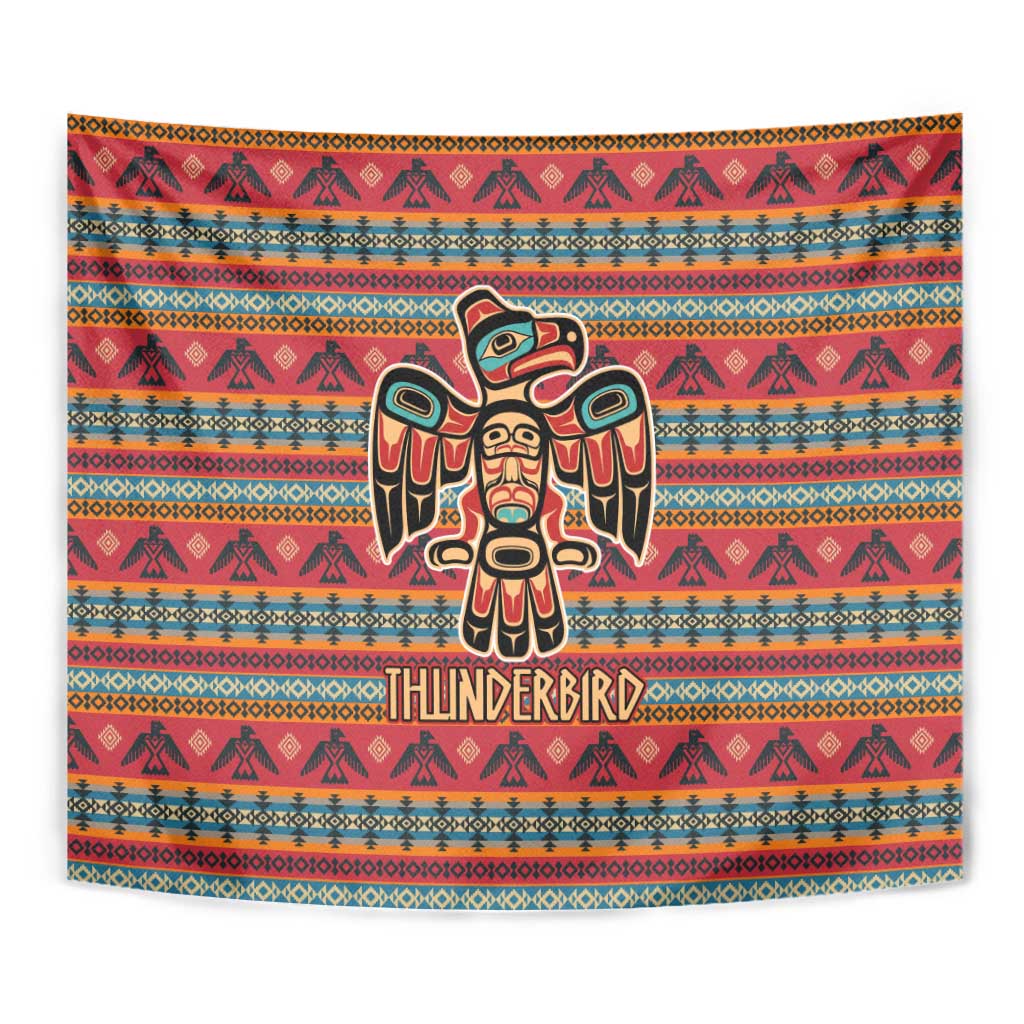Thunderbird Totem Tapestry Native American Geometric Tribal - Pacific Northwest Indigenous Art - Wonder Print Shop