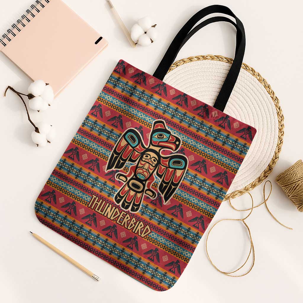 Thunderbird Totem Tote Bag Native American Geometric Tribal - Pacific Northwest Indigenous Art - Wonder Print Shop