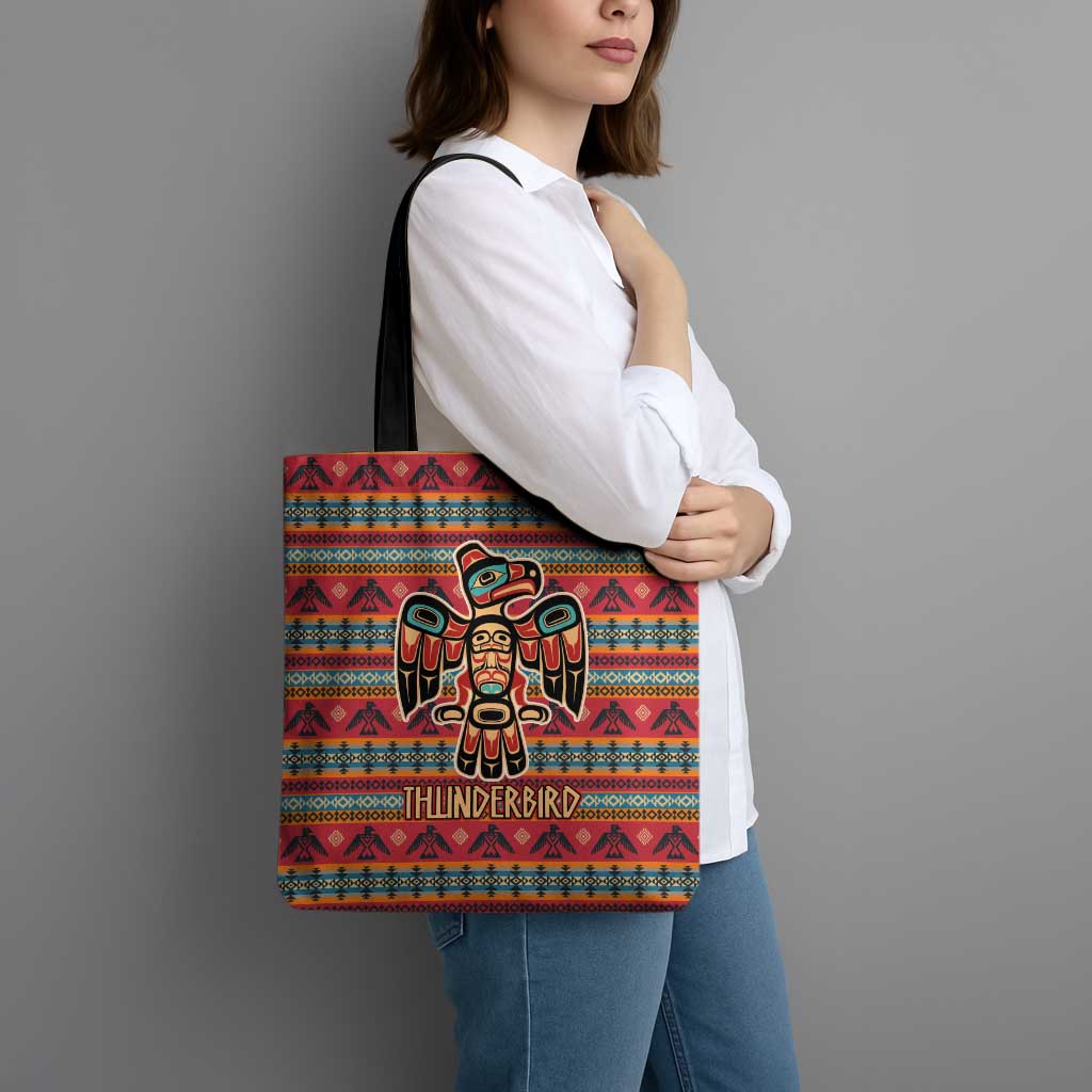 Thunderbird Totem Tote Bag Native American Geometric Tribal - Pacific Northwest Indigenous Art - Wonder Print Shop