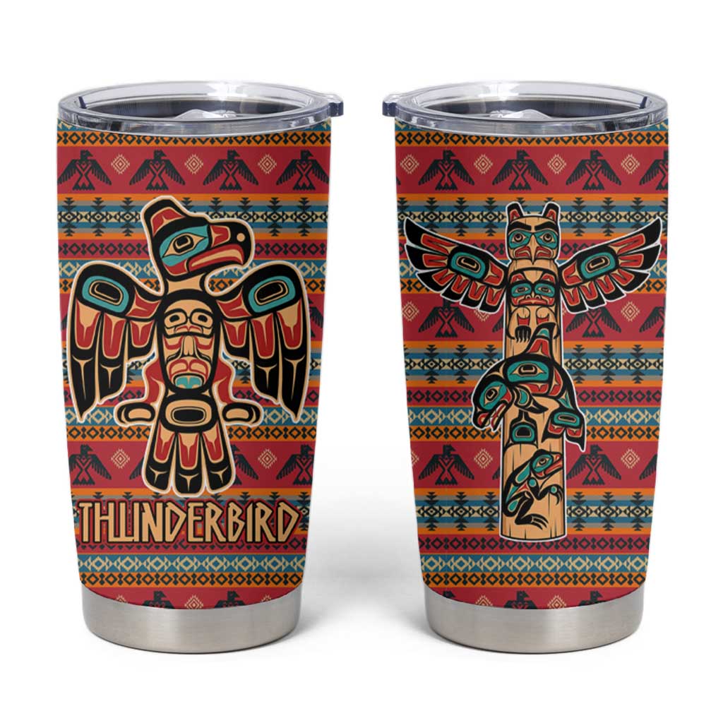 Thunderbird Totem Tumbler Cup Native American Geometric Tribal - Pacific Northwest Indigenous Art - Wonder Print Shop