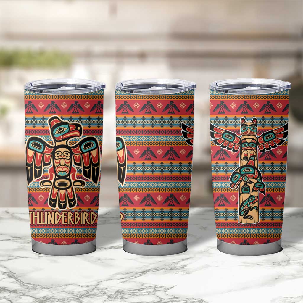 Thunderbird Totem Tumbler Cup Native American Geometric Tribal - Pacific Northwest Indigenous Art - Wonder Print Shop