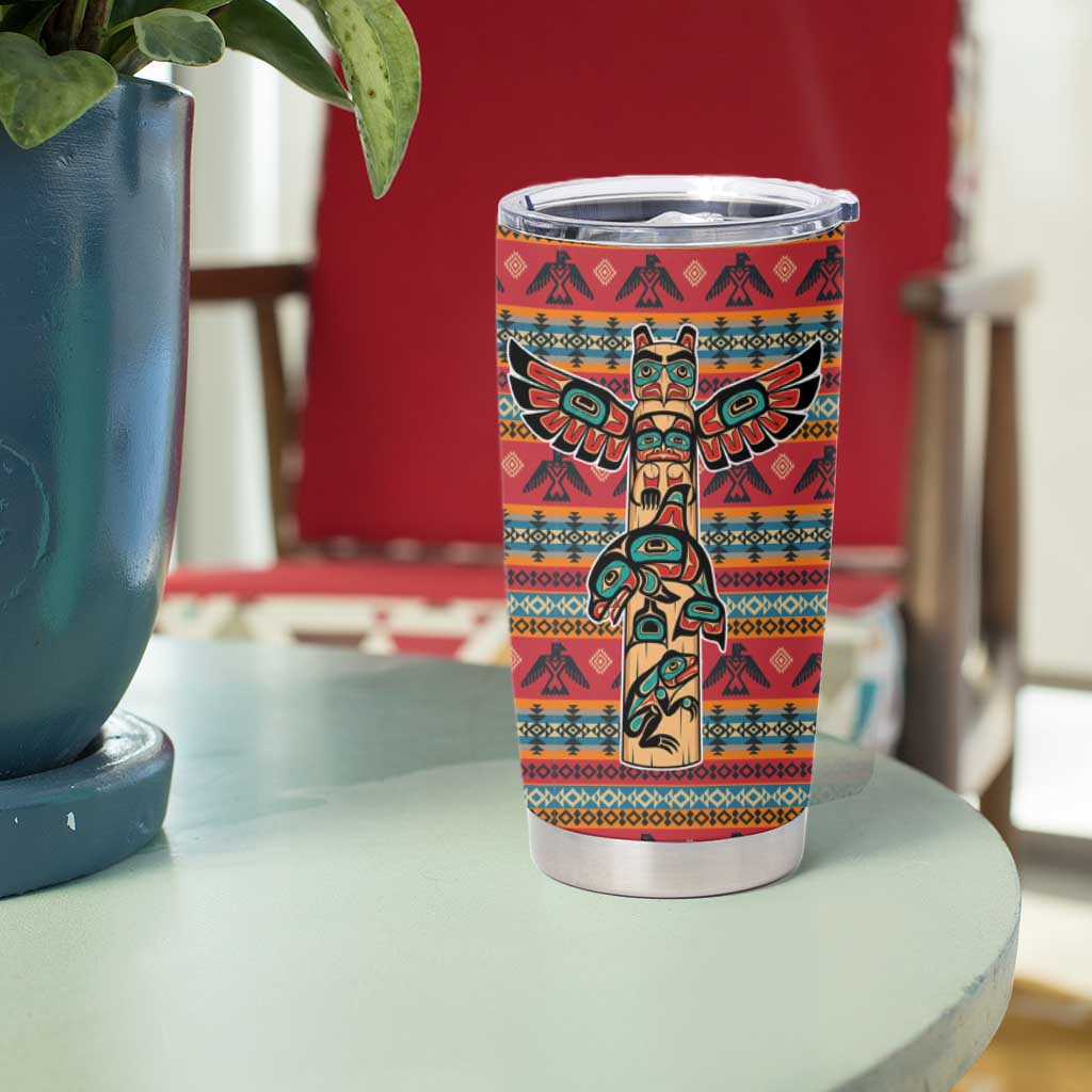 Thunderbird Totem Tumbler Cup Native American Geometric Tribal - Pacific Northwest Indigenous Art - Wonder Print Shop