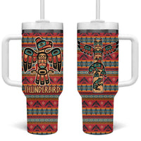 Thunderbird Totem Tumbler With Handle Native American Geometric Tribal - Pacific Northwest Indigenous Art - Wonder Print Shop
